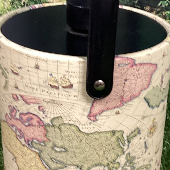 Vintage World Map Ice Bucket Retro - Picture 6 of 13